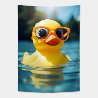 Cute Rubber Duck Wearing Glasses Tapestry