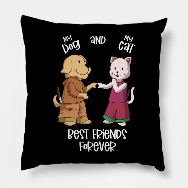 My pets love each other - dog and cat Pillow by Modern Medieval Design