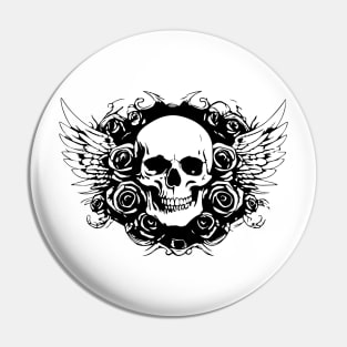 skull with roses and wings Pin