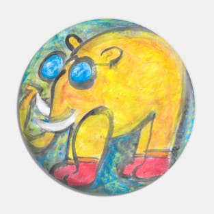 Yellow elephant with glasses and red socks Pin