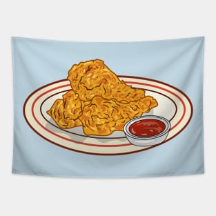 Fried chicken cartoon illustration Tapestry