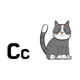 The Letter C for Cat Alphabet uppercase and lowercase C letter Design T-Shirt