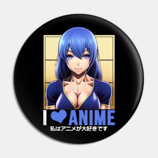 I Love Anime Girl Pin