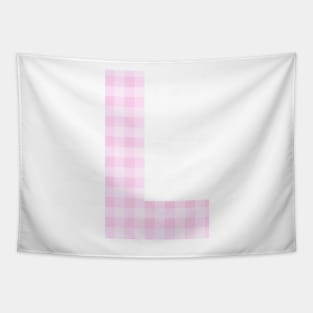 Pink Letter L in Plaid Pattern Background. Tapestry