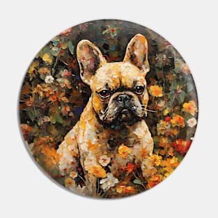 French bulldog amongst the flower garden Pin