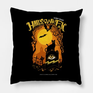 halloween scary nigth black cat Pillow