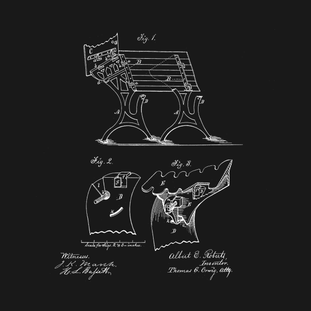 School Desk and Seats Vintage Patent Drawing by TheYoungDesigns