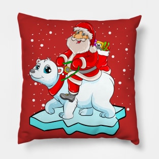 Santa Riding Panda Bear Christmas Pillow