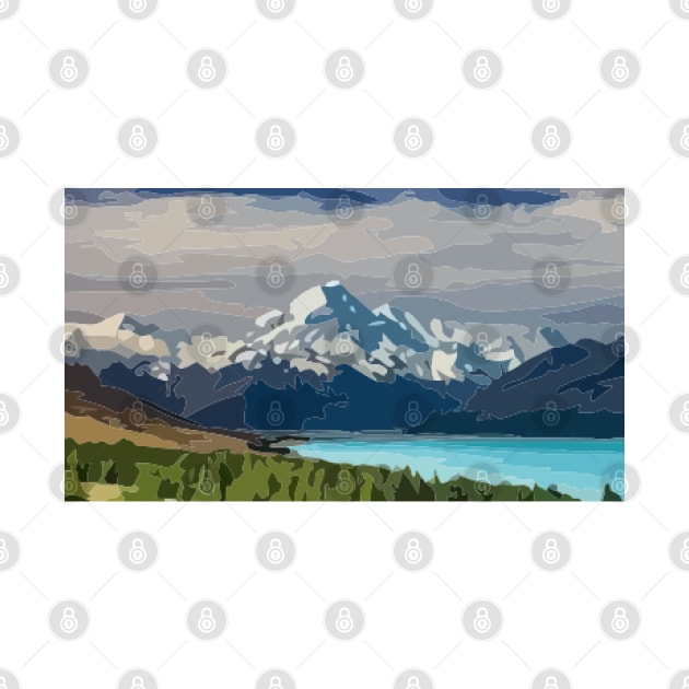 Mt Cook Digital Painting by gktb