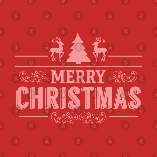 Red Merry Christmas Retro Typography Design by JakeRhodes