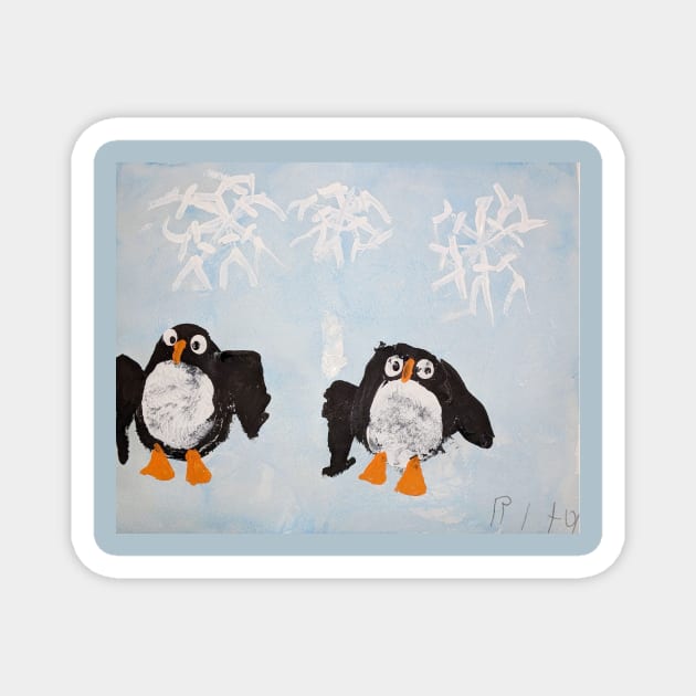 Two Penguins in the Colorful World of Rita's Imagination Magnet by Rita Winkler