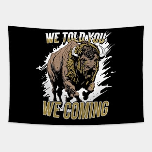 Vintage We Told You We Coming // Black and Gold Buffalo Tapestry