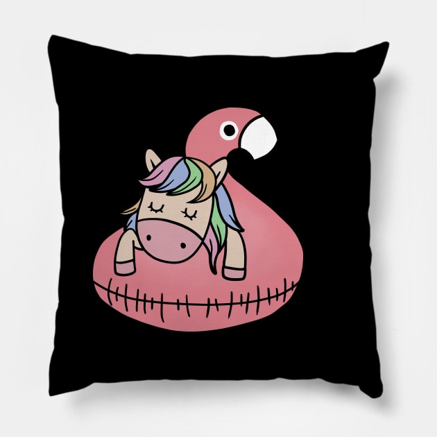 Unicorn Flamingo Chillin Pillow by dukito