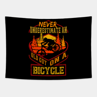 Never Underestimate An Old Guy On A Bicycle Tapestry