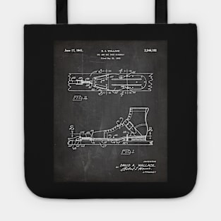 Ski Boots Patent - Snow Skier Skiing Lodge Art - Black Chalkboard Tote