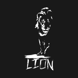 black and white image of a lion T-Shirt