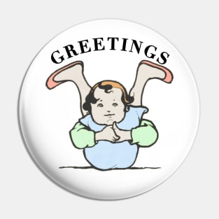 Greetings weird looking kid funny illustration meme Pin