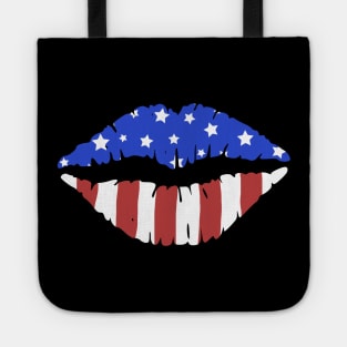 American Flag Lips  4th Of July Gift Tote