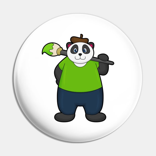 Panda as Painter with Paintbrush Pin by Markus Schnabel