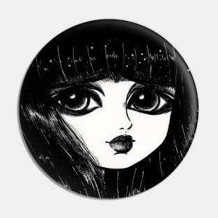 Black Hair Girl Pin