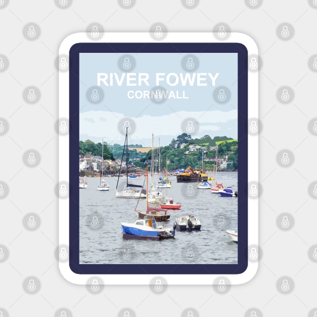 Cornwall River Fowey . Cornish gift Kernow Travel location poster, St Austell Magnet by BarbaraGlebska