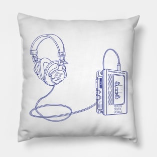 Portable Tape Player (Cosmic Cobalt Lines) Analog / Music Pillow