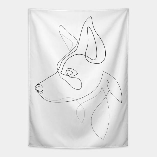 Border Collie 2 - one line drawing Tapestry by addillum