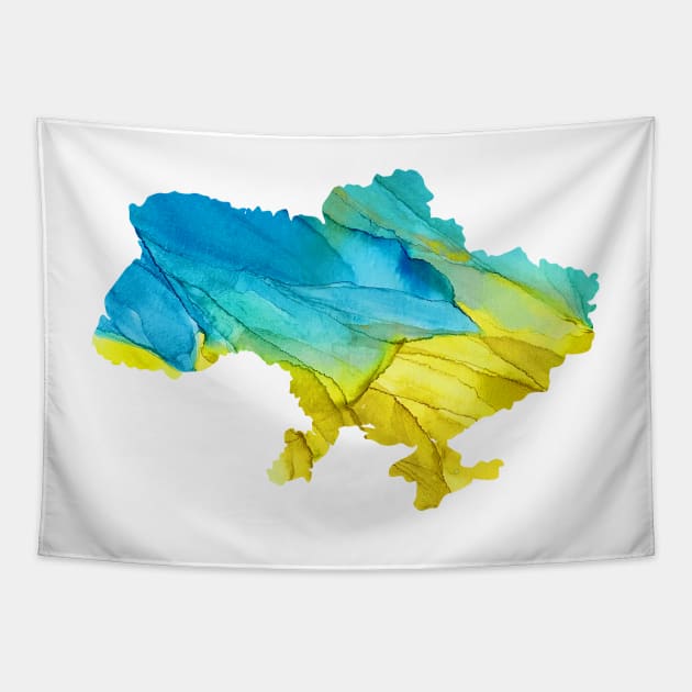 Watercolor Ukranian Map Tapestry by HetmanArt