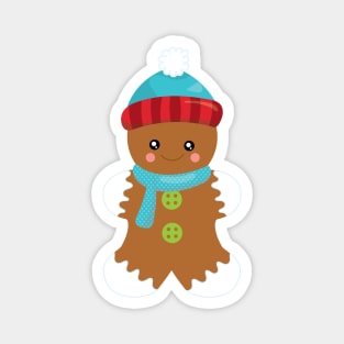 Gingerbread Man, Scarf, Cookie, Biscuit, Xmas Magnet