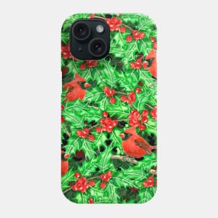 Cardinals and holly berry Phone Case