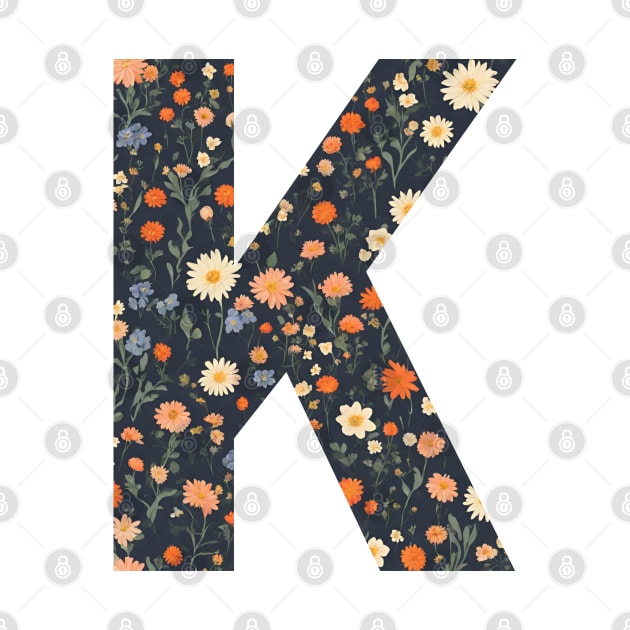 A vintage flower pattern filling the letter K by Studio468