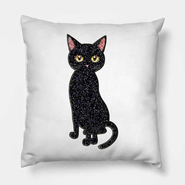 Crystal Black Cat Pillow by Artistic Design