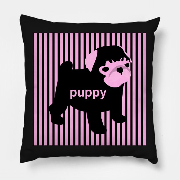 pink puppy,bulldog Pillow by zzzozzo