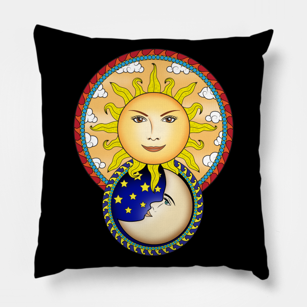The Moon and Sun The Moon And Sun Night And Day Pillow TeePublic