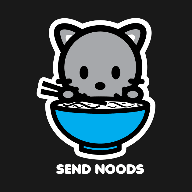 Cat Kitten Send Noods Food Noodles Pho Ramen Funny Animal by Bambu