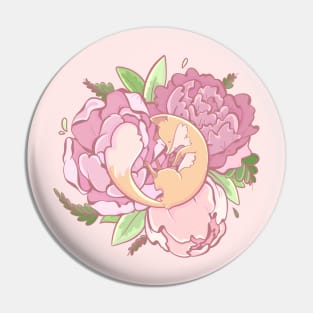 Peonies and fox Pin