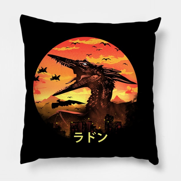 The Fire Pteranodon Pillow by DANDINGEROZZ