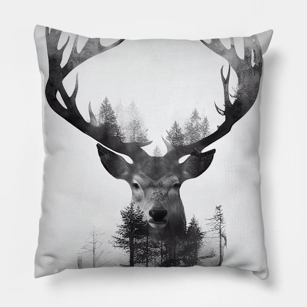 Deer Nature Outdoor Imagine Wild Free Pillow by Cubebox