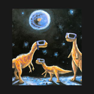 Dinosaur walking on space T-Shirt