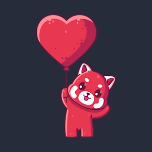 Cute red panda holding love balloon T-Shirt