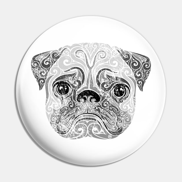 Swirly Pug Pin by VectorInk