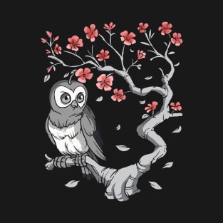 Owl Cherry Blossom Sakura T-Shirt