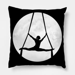 Aerialist Silhouette in Full Moon Pillow