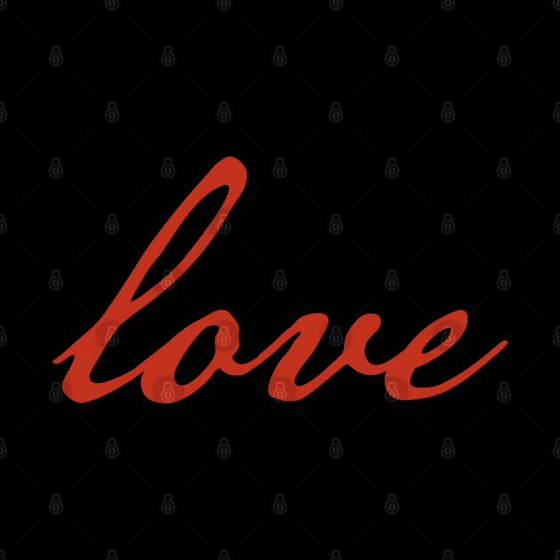 Love Minimal Typography Red Script by ellenhenryart