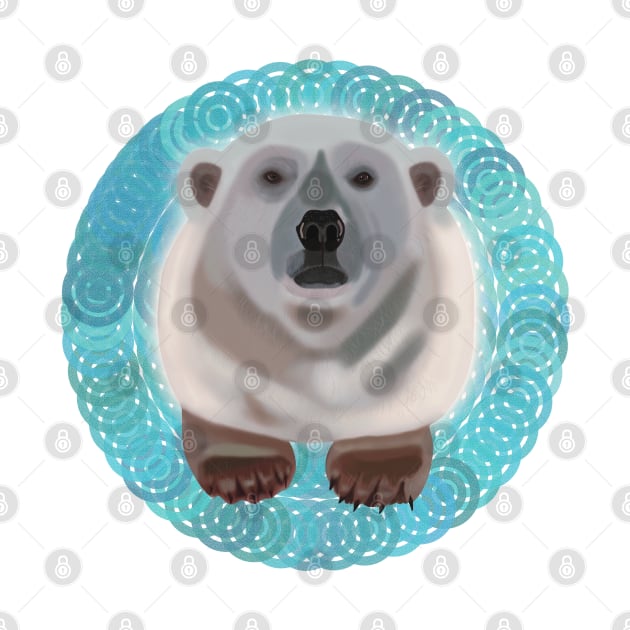 Polar Bear on turquoise circular pattern by KateVanFloof