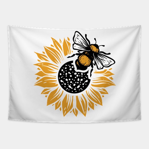 Quote Bee and sunflower Tapestry by BK55