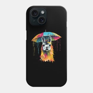 Llama Rainy Day With Umbrella Phone Case