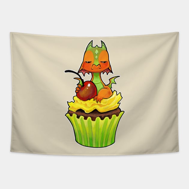 Cupcake dragon sour cherry Tapestry by BiancaRomanStumpff