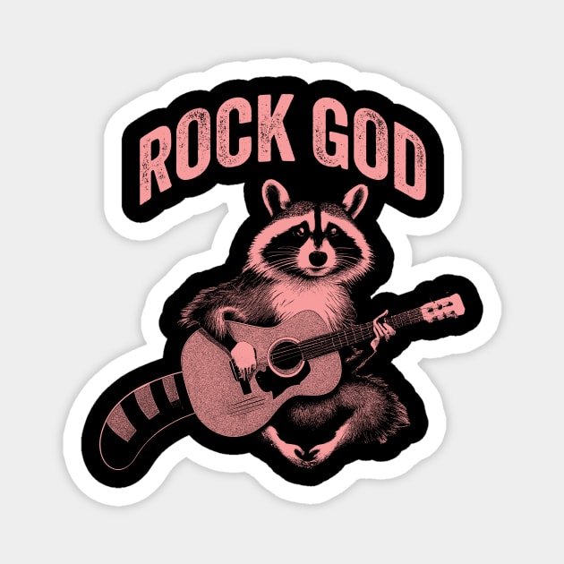 Rock God Raccoon Magnet by n23tees