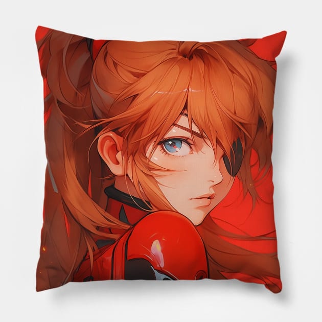 asuka eyepatch Pillow by WabiSabi Wonders